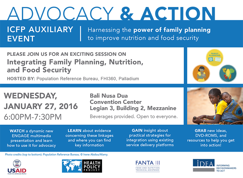 Advocacy and Action ICFP Auxiliary Event flyer