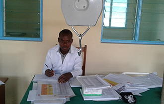 Mr. Caetano, Nutrition Focal Point at the Nicoadala health facility.