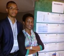 Dulce Nhassico, Senior Technical Officer, FANTA Mozambique, and a colleague present Mozambique’s storyboard at the PHFS regional meeting.